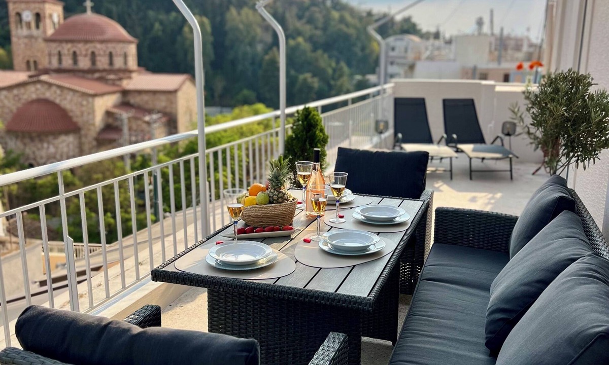 Athens Apartment | AK Athens Fine Stay-Stylish Penthouse, Big Terrace & View-Opposite Metro Station
