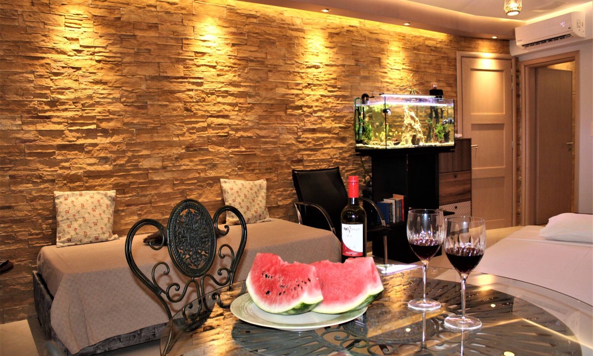Naxos Town House | Aquarial Home is new built, spacious , with stone wall and aquarium.