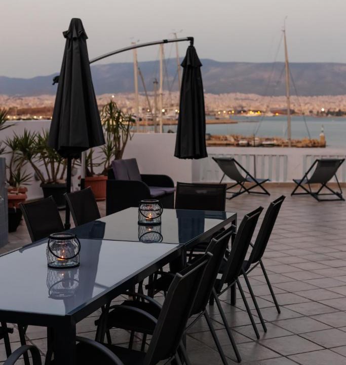 Mikrolimano Villa | Seaside Grey Pearl Villa Panoramic Marina View Piraeus Athens Riviera