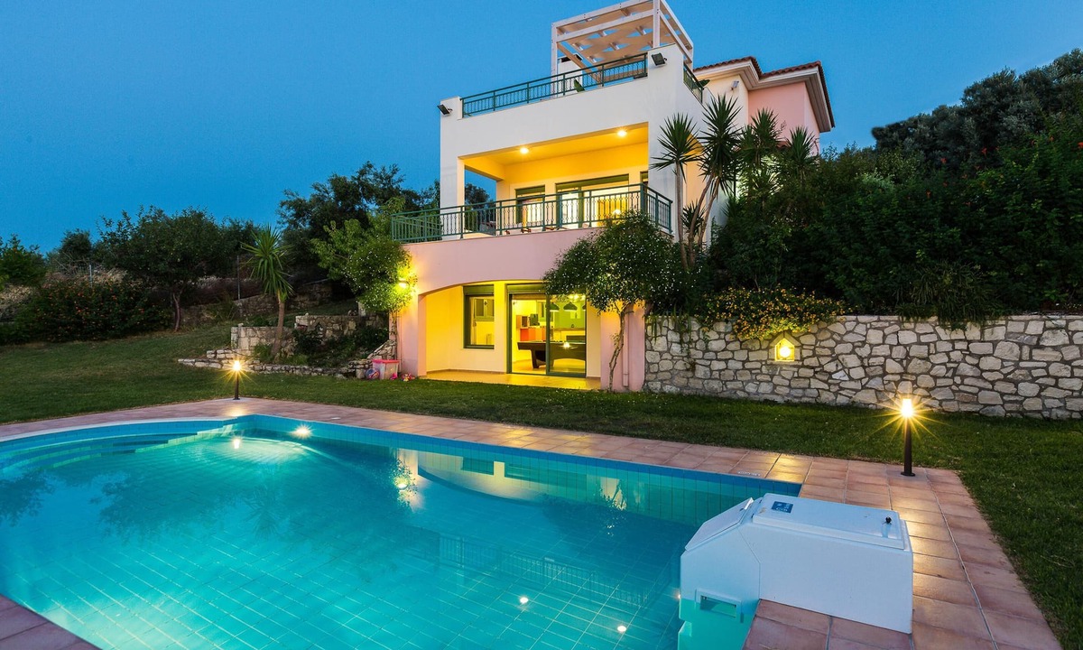 Agia Triada Villa | Secluded Villa w/Private Pool, Children Play Area, Pool table, BBQ & Sea Views