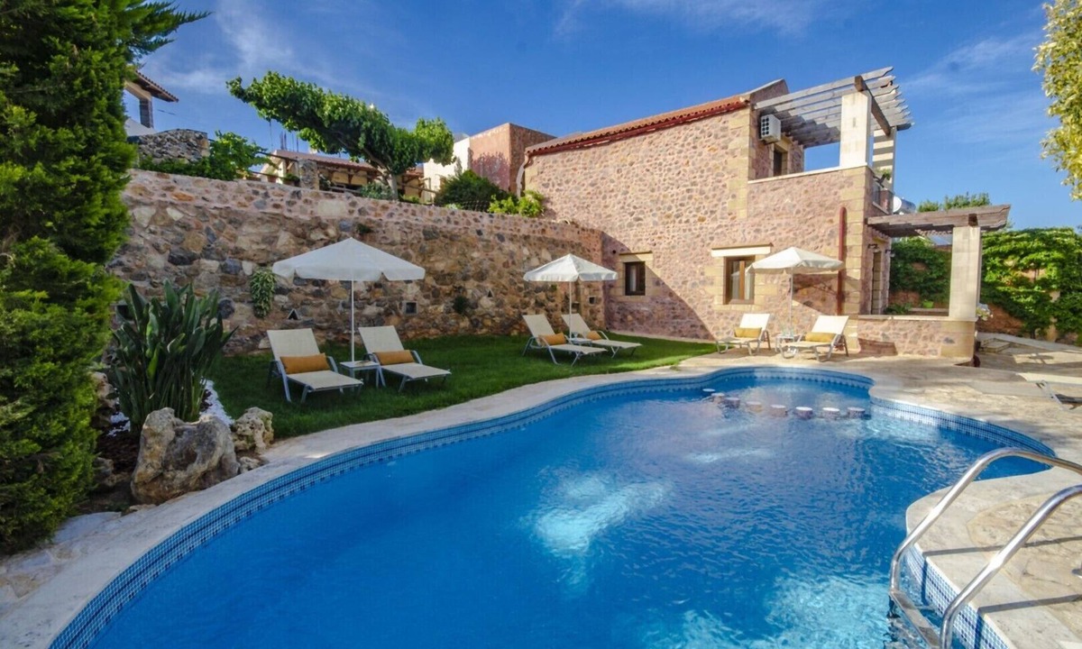 Astratigos Villa | Stone Villa Olga shared pool & seaview, 3bedrooms, BBQ