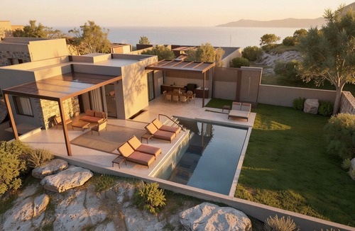Agia Pelagia Villa | Azure Vista Villa, with Pool, SeaViews & PlayTent