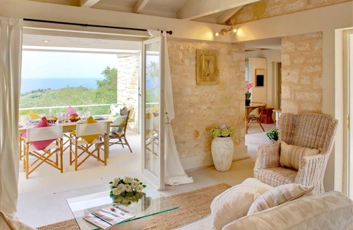 Paxos Villa | Kallista House - Stylish Villa with Sea Views & Summer Kitchen near Tavernas