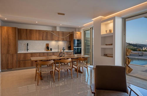 Kalyves Apartment | Minos 1, Amphimatrion Luxe Apt with private pool and Seaview, 750m to the beach