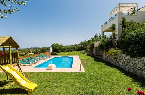 Agia Triada Villa | Secluded Villa w/Private Pool, Children Play Area, Pool table, BBQ & Sea Views