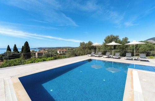 Lourdata Villa | Stylish Contemporary Villa with Sea Views near Trapezaki and Beaches