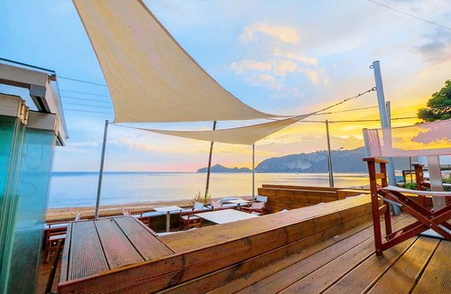 Agios Georgios Pagon Apartment | Vistonia Studio 7 - direkt am Strand mit Meerblick