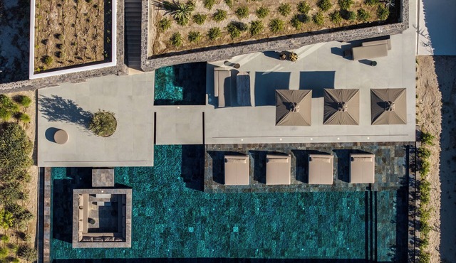 Exquisite Luxury villa at Oia with expansive pool area and Grand interiors