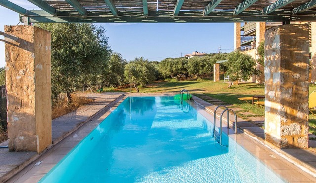 Family friendly 350meters from beach private heated pool panoramic views. in Chania