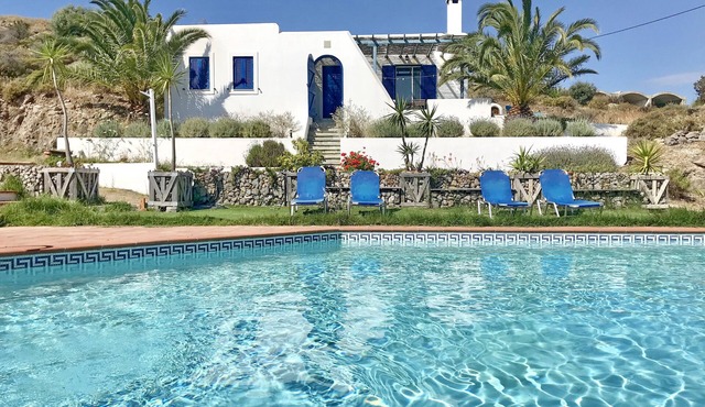 Greek villa with sea & pool view in Agia Marina