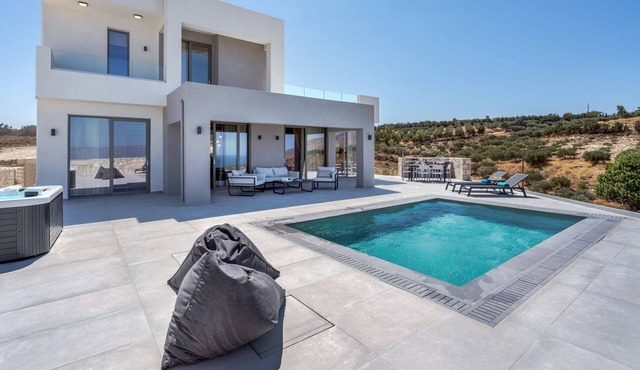 Luxurious Villa Cretan Aura with Private Pool, Jacuzzi and Playroom