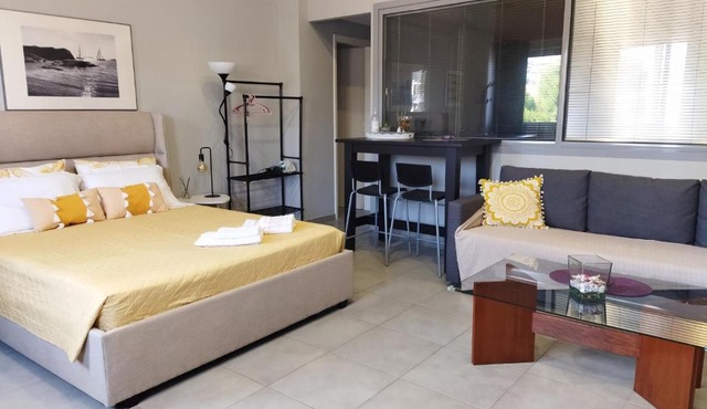 Modern & Spacious , Near Airport, Queen Bed, Pkg in Kouvarás