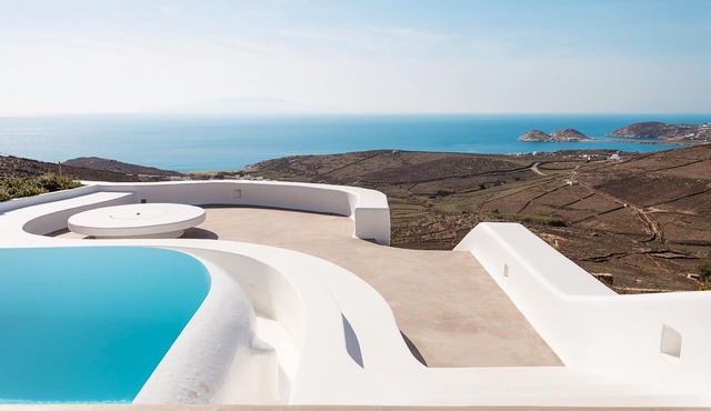 My Rental Homes - Villa Atlantis a short drive from Lia beach, with swimming pool in Mykonos