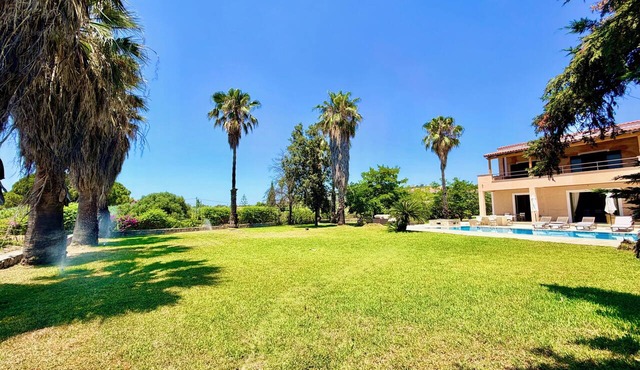 Palm Villa Ammes | Luxury Estate Pool Tennis Court Steps from Ammes Beach in Svoronata
