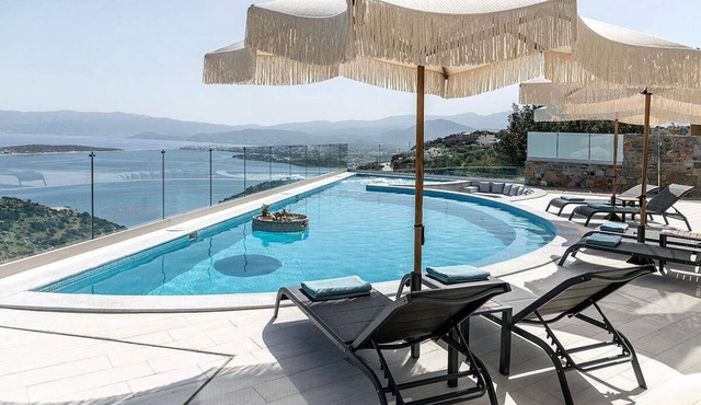 Stunning views to Mirabello Gulf at Villa Marianna | Heated Pool in Agios Nikolaos