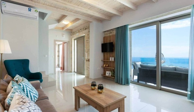Twin Villas, sea & sunset view, pool, BBQ, luxury