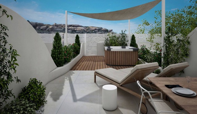 Two interconnected suites garden view, outdoor hot tub, communal pool, breakfast