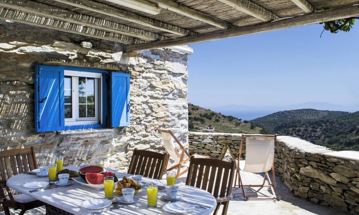 Ioulida House | Homerez - Charming House in Kastanies with Fireplace and View