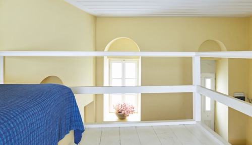 Blue and Yellow Mezzanine Studio