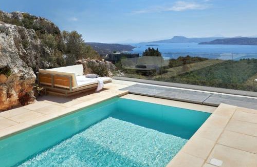 Chania Villa | New Luxury Olives & Thyme Retreat, Seaview with 2 Heated Pools
