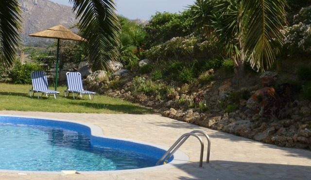 Villa with sea and mountain views, private pool and large garden in Pitsidia